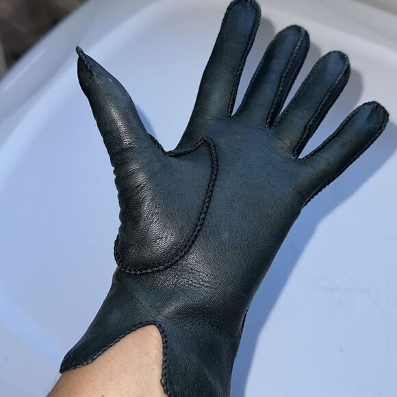 Vintage black deerskin gloves - size 7 - Picture 5 of 6